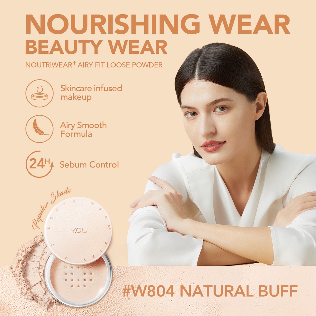 YOU NoutriWear+ Airy Fit Loose Powder / Nourishing | Oil-control Hingga 24 Jam / Y.O.U Bedak Tabur