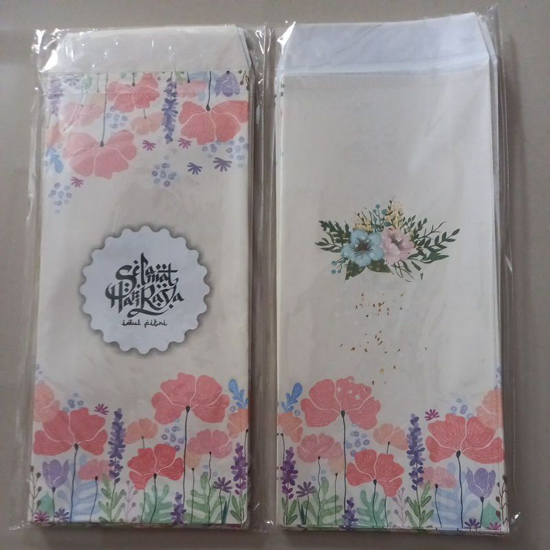 

amplop lebaran flower cream 1 pak isi 10pcs double tape request