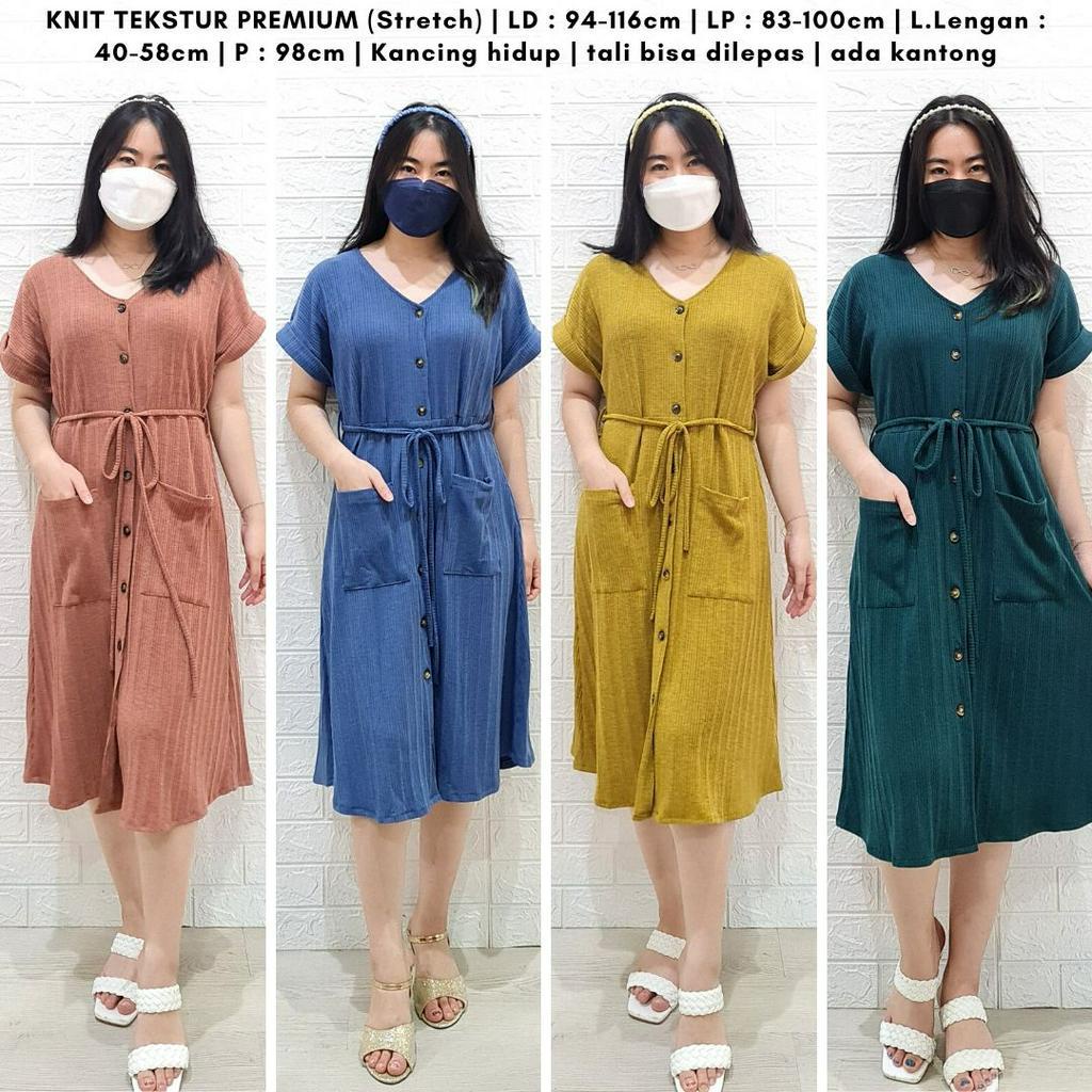 4392 jasmine strap knit dress button pocket busui friendly dress natal polos dress bumil