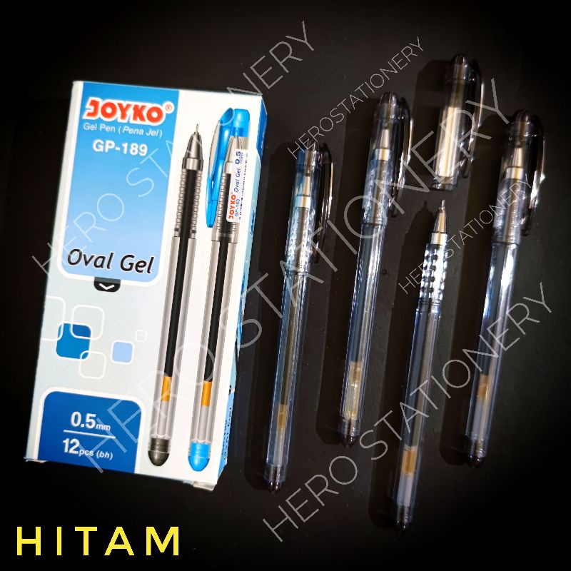 

Pen oval gel joyko 0.5 mm GP-189 tinta hitam . 12 unit