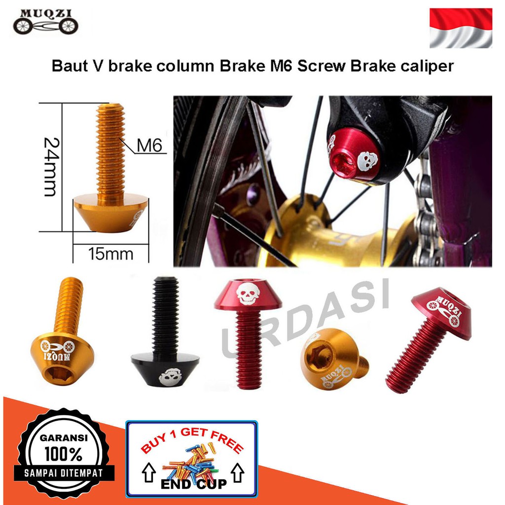 Baut Rem V Brake Bolt M6 Aksesoris Sepeda Lipat MTB Road Bike 6mm  7075 Aluminium Alloy MUQZI