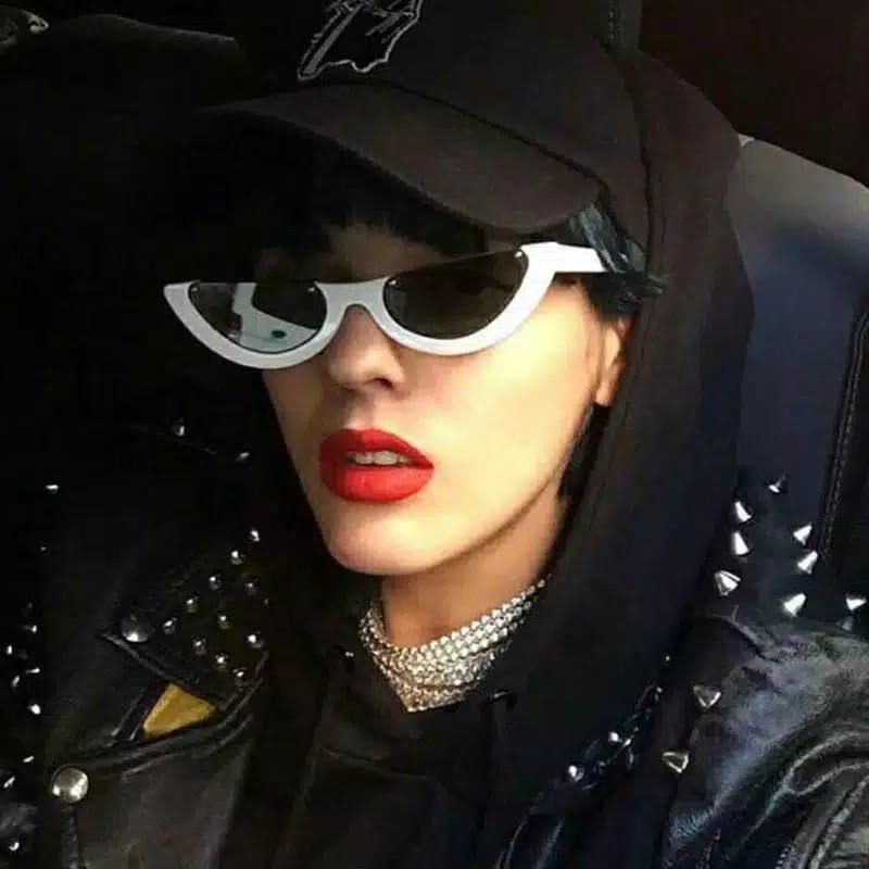 MK04 Korean INS Hot Fashion Setengah Bingkai Mata Kucing Kacamata Hitam Wanita/Pria Sunglas