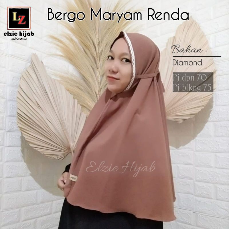 ELZIE HIJAB | Bergo Maryam Renda Cantik Kerudung Renda Hijab Instan