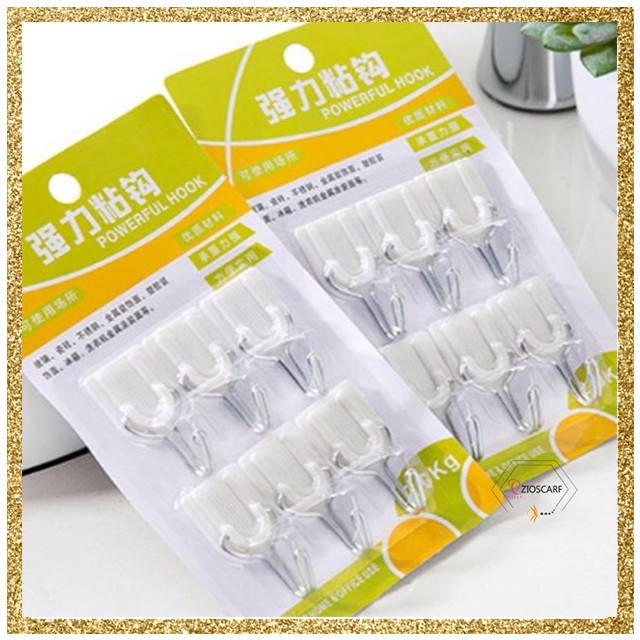 [1SET=6PCS] Strong Adhesive Hook putih gantungan serbaguna tempelan dinding Sticky Hanger MX2503