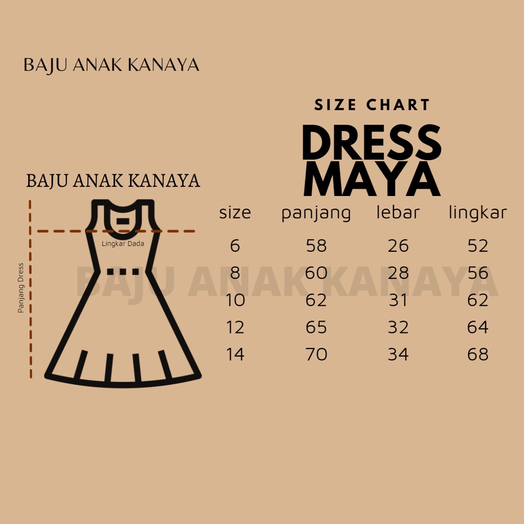 2-8 tahun DRESS ANAK MAYA Junior by Baju Anak Kanaya