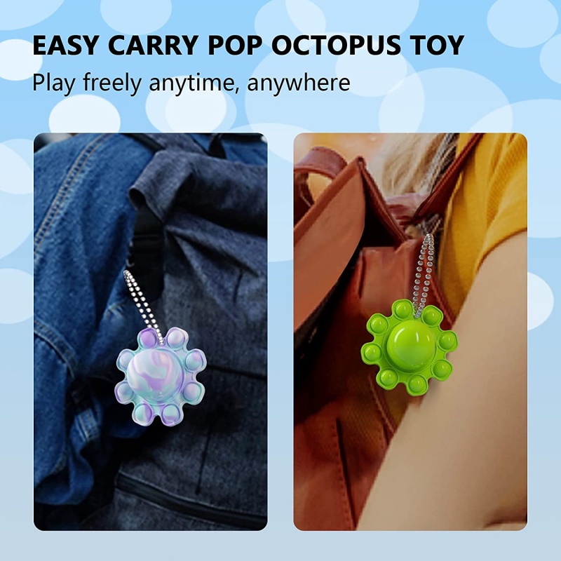 2021 New Style Pop It Flip Doble Octopus Keychain Fidget Relieve Stress Toys Rainbow Push Bubble Antistress For Children Adult Fidget