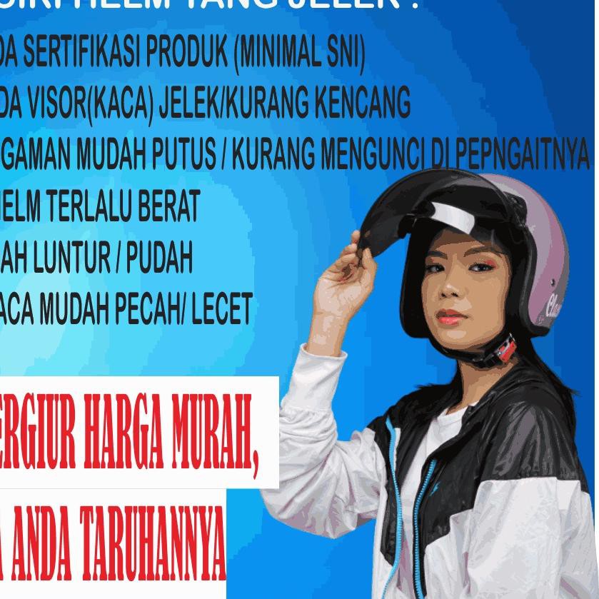 Ayo Beli Helm/Helem Bogo Ori SNI Classic wanita/klasik Garis Tiga Cewek Dewasa Hijab Polos Murah+Kac