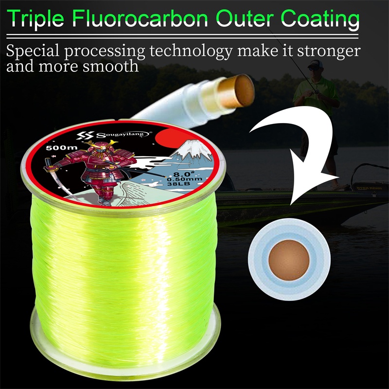 Promo Sougayilang Senar Pancing Nilon 500M Tali Pancing Super Kuat 0.14-0.5Mm Untuk Memancing Luar