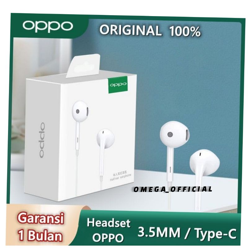 (OM)HF HEADSET EARPHONE OPPO TIPE C 3.5MM ORIGINAL 100% STEREO