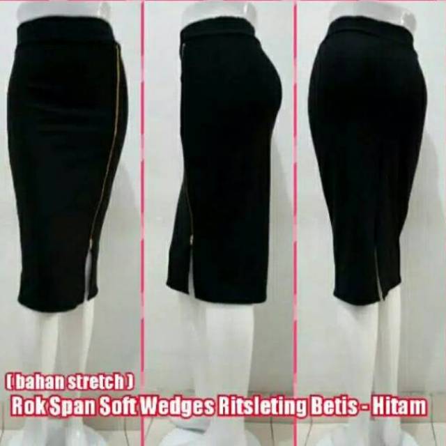 Promo Rok Span Belahan Seleting Import