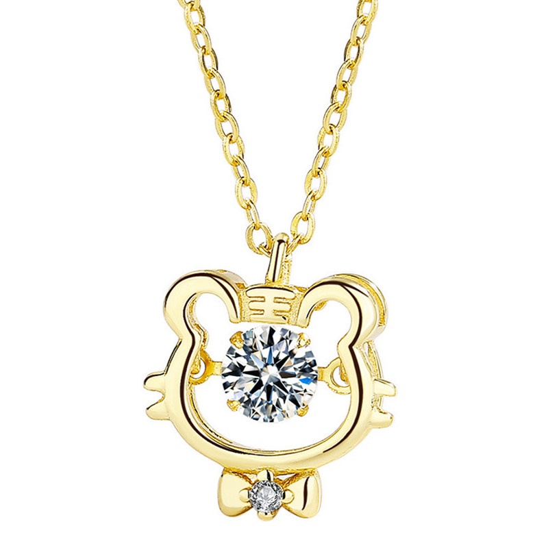 Fancyqube Fancycube Kalung Rantai Klavikula Liontin Pita Harimau Bahan Zirkon Untuk Pria Dan Wanita