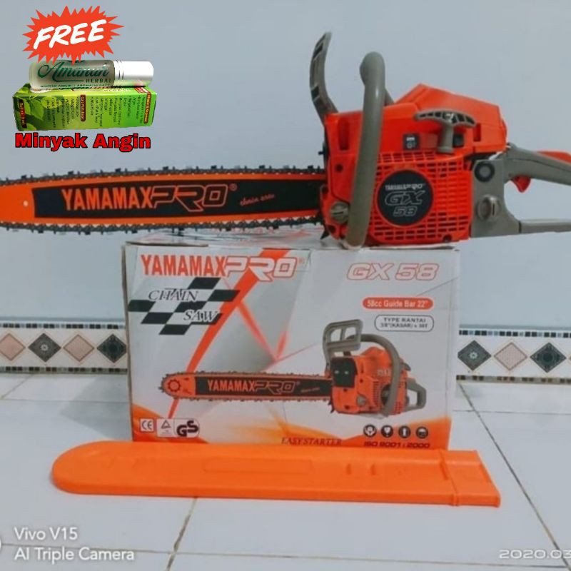 Mesin chain saw yamamax 22&quot; inch GX58 Gergaji pohon chainsaw