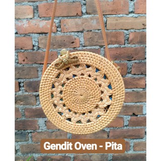 Tas Rotan Jalin Coklat Selempang Bulat Bali Murah Supplier Tas Rotan Jalin Coklat Selempang Bulat Bali Murah Supplier