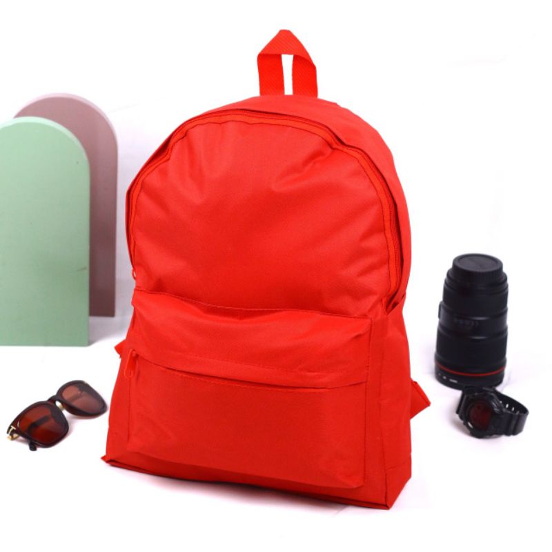 Ransel Polos Pria Wanita Tas Sekolah Backpack SD/SMP/SMA EMOEMO-Merah