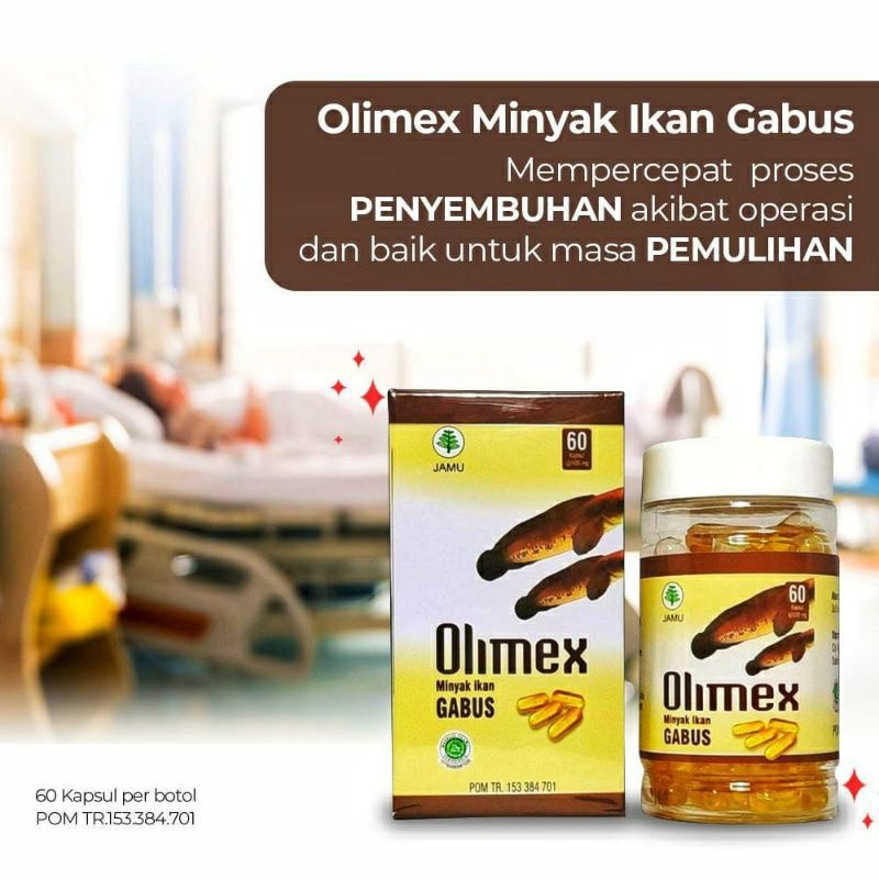 Kapsul Olimex Extrak Minyak Ikan Gabus Membantu Penyembuhan Luka Atau Pasca Operasi 100% Extak Minyak Albumin