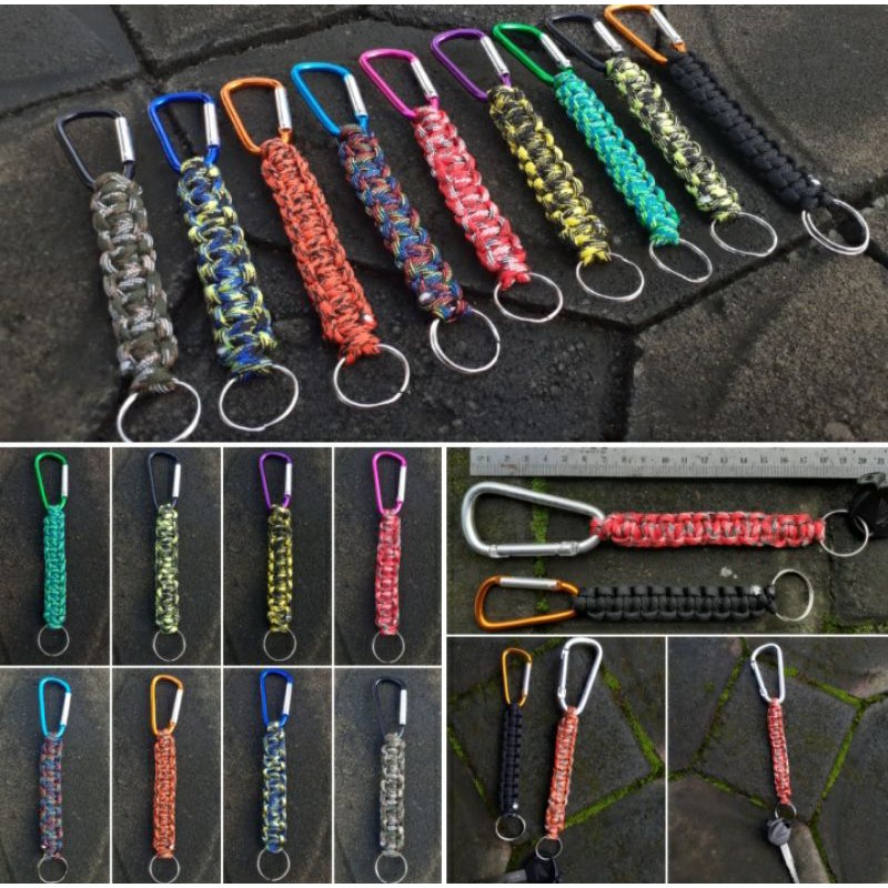 Gantungan Kunci Keychan Tali Paracord dengan Carabiner Untuk Survival Outdoor