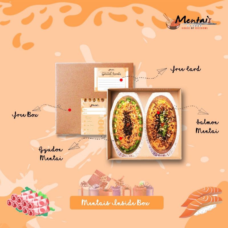 

Hampers Mentais - Mentais Inside Box (Shirataki) / Hampers Makanan / Souvernir Ulang Tahun