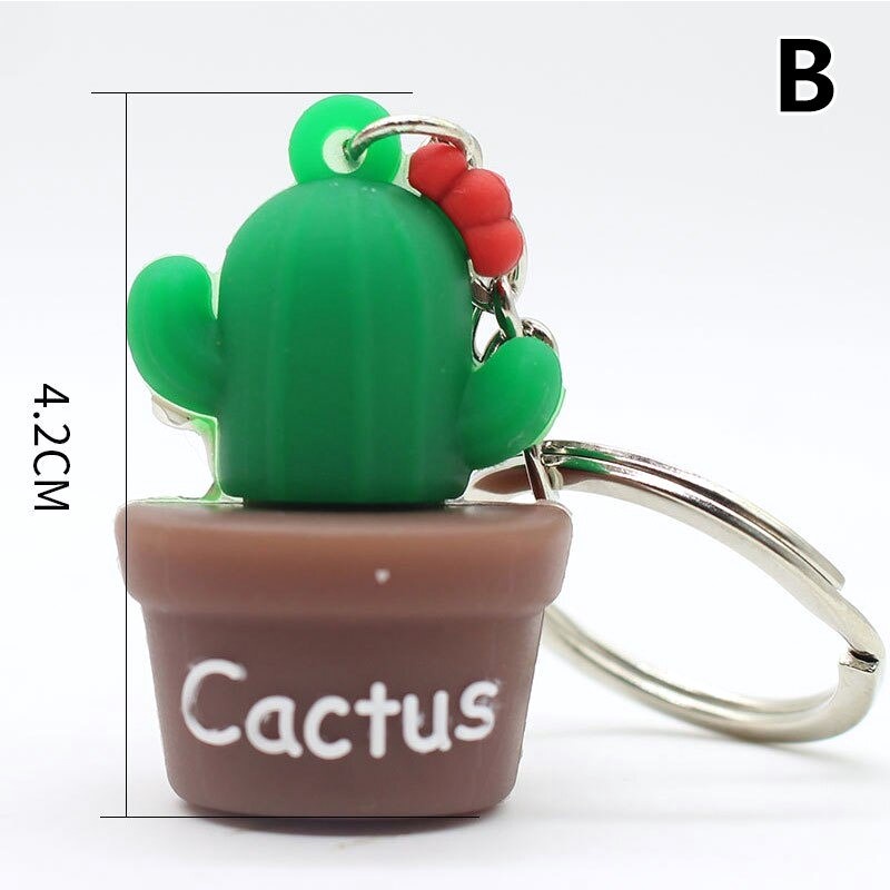 GANTUNGAN KUNCI TAS MOBIL MOTOR CHARACTER UNIK KEYCHAIN 3D MINI BAHAN PVC KARET LUCU GANCI KARAKTER BOBA FOOD CACTUS-KAKTUS BUNGA MERAH