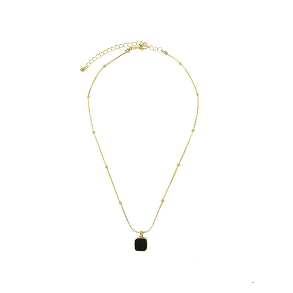 【COD Tangding】Black Block Pendant Clavicle Choker Design Necklace Fashion Chain Jewelry Accessories