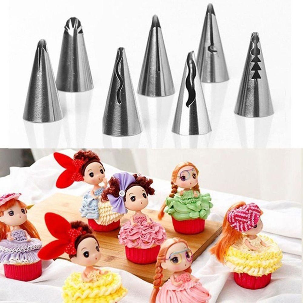 7pcs Spuit Piping Icing Bahan Stainless Steel Untuk Dekorasi Kue