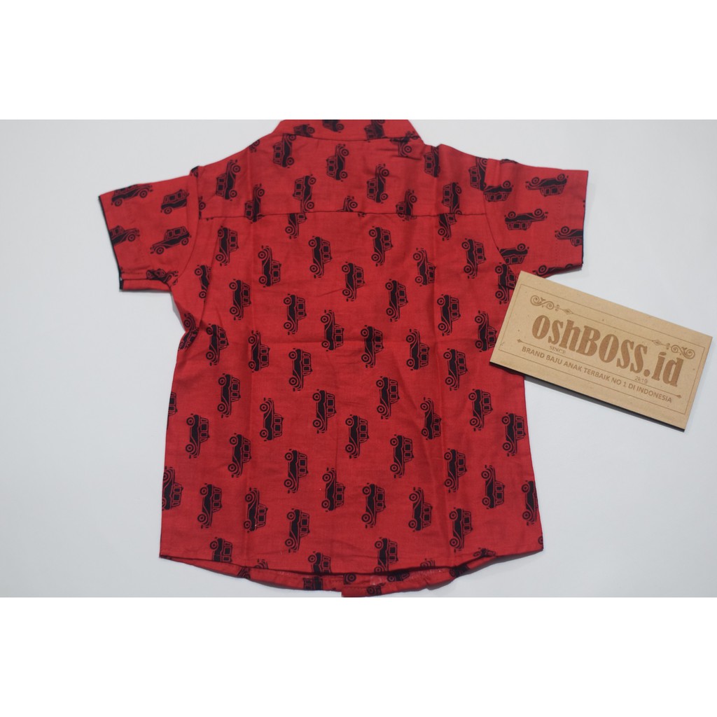 TERLARIS COD KEMEJA ANAK MOTIF MOBIL MERAH 1- 4 TAHUN-1