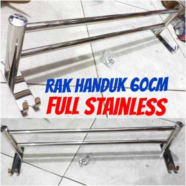 Rak handuk stainless 2 baris + kapstok PROMO TERMURAH