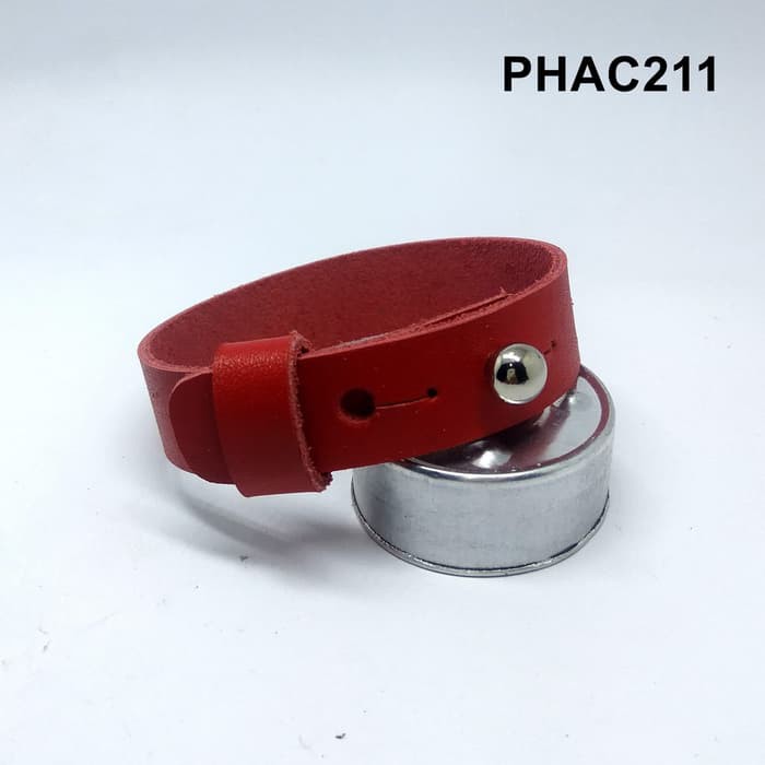 gelang simple kulit asli warna merah - leather bracelet - PHAC211