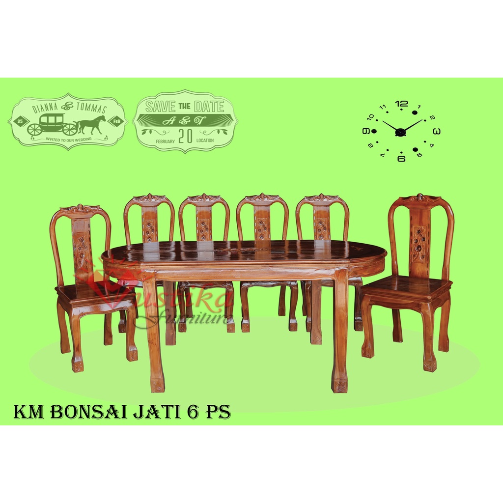 Diningset 6 Kursi | Meja Makan Kayu Jati Jepara - BONSAI