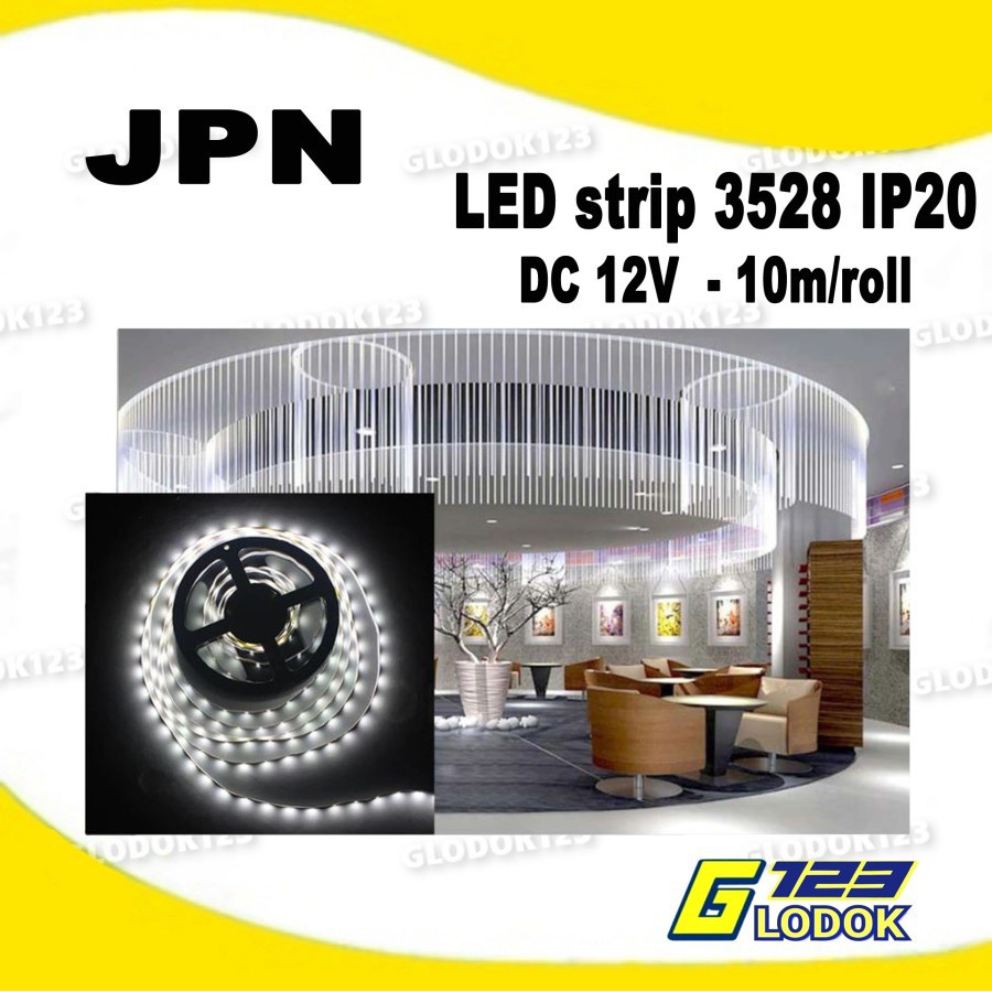 LED strip DC 12V 4.8W 3528 IP20 TEMBAGA PCB KUNING 10m/roll