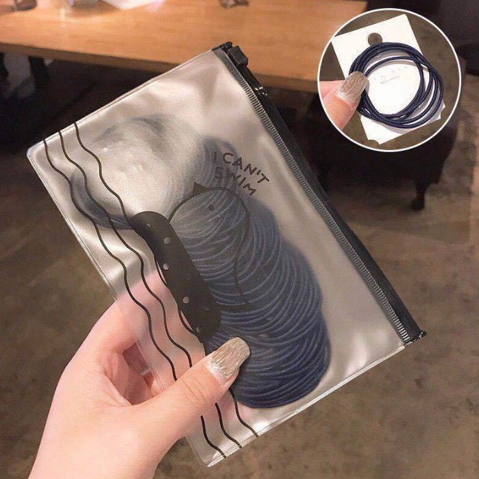 OSM JKT - F705 Ikat Rambut Karet Polos Elastis Gaya Korea / Karet Gelang / Kuciran Rambut Wanita 100-Navy