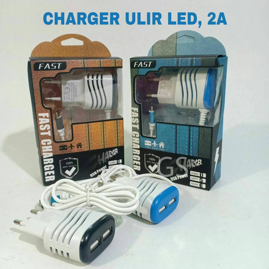 CHARGER ULIR LED, 2A Plus Kabel Data Fast Charging for Android Micro