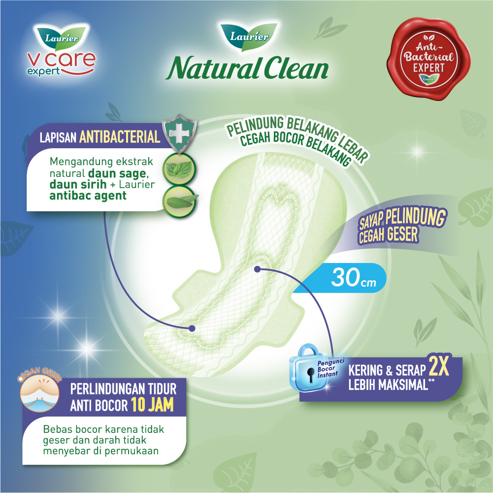 LAURIER NATURAL CLEAN NIGHT 30CM 16S WING