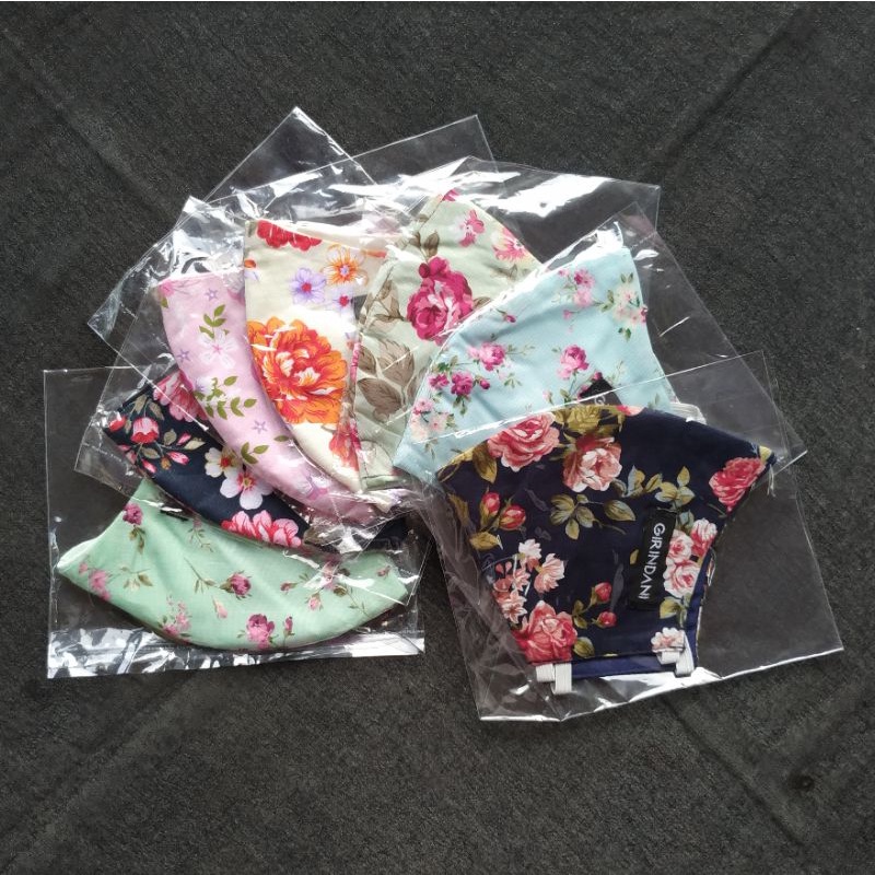 MASKER KAIN GIRINDANI HIJAB / HEADLOOP MOTIF BUNGA