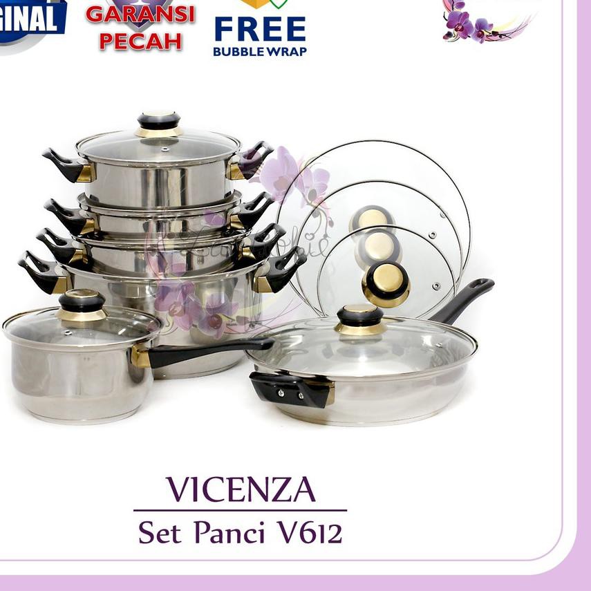 ✿ VICENZA Stainless Cookware Set V-612 Panci V612 ORIGINAL ❂