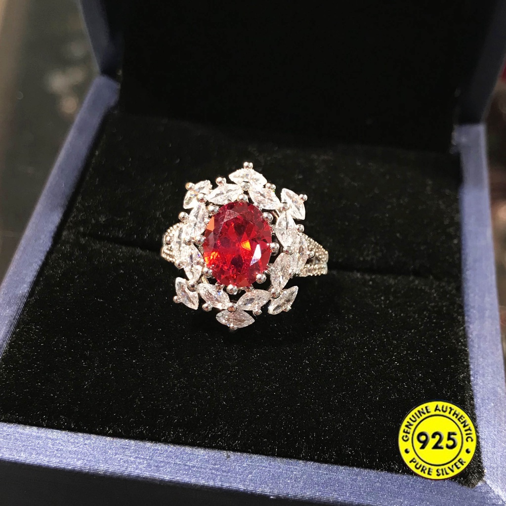 Cincin Sterling Silver 925 Model Terbuka Bisa Disesuaikan Dengan Permata Berwarna Untuk Wanita