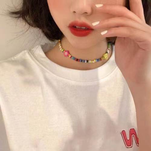 IFYOU Kalung Choker Rantai Manik-Manik Mutiara Warna-Warni Untuk Wanita