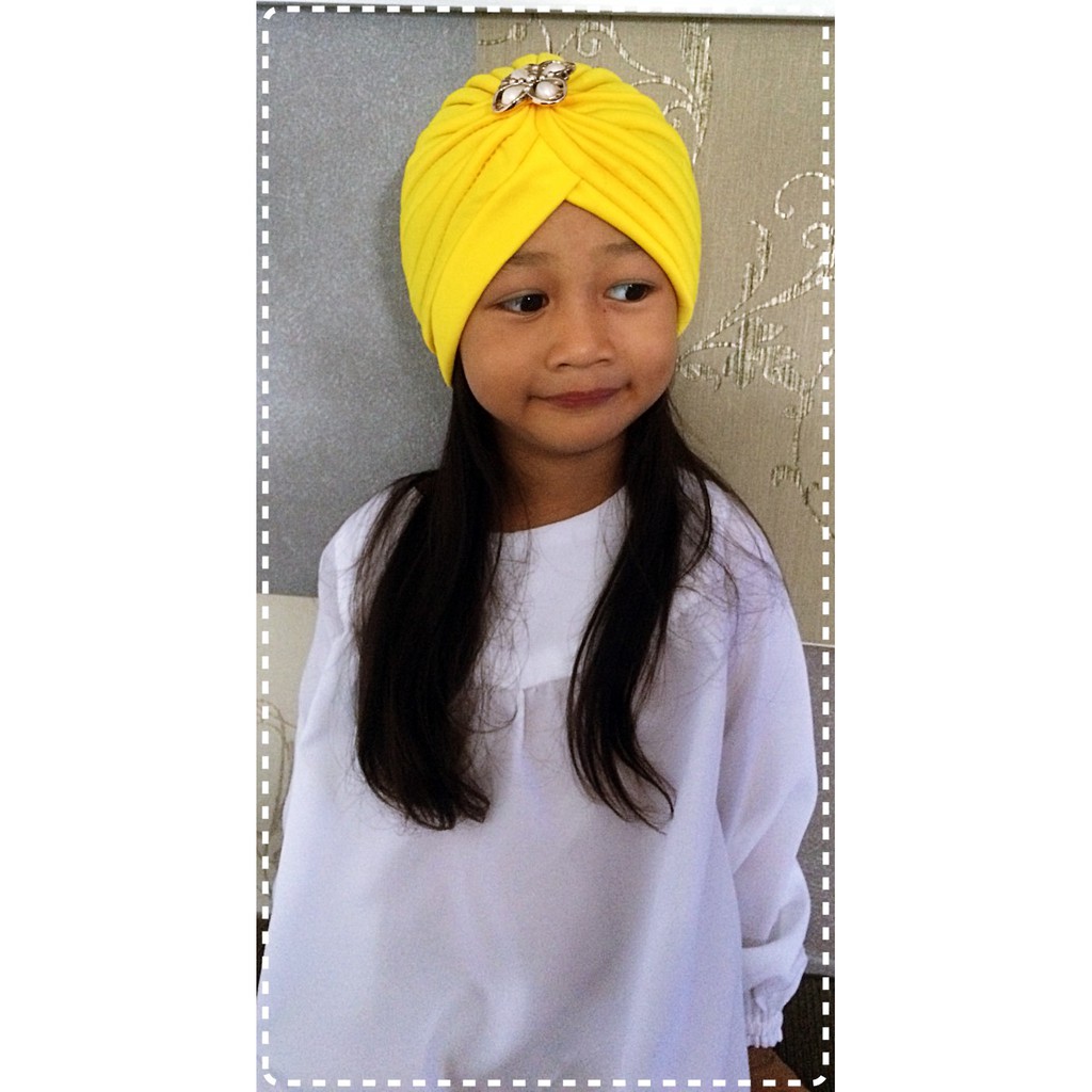 turban anak motif polos aksesoris fashion anak perempuan model muslim/india