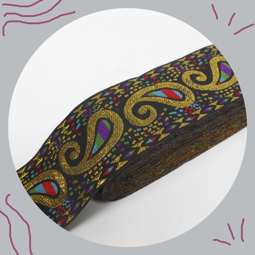 Aksesoris Pita Renda India Bordir Full Payet Motif