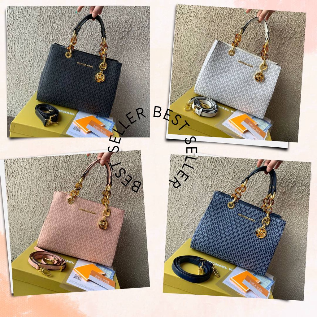 Tas M*K CYNTHIA MICROCHIP LOGO SAFFIANO LEATHER Selempang Wanita Cewek Perempuan Sling Bahu Shoulder