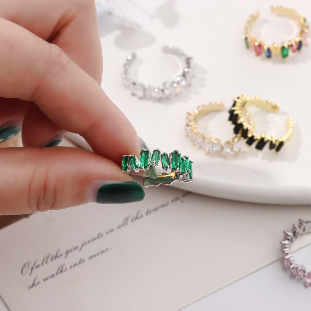 Cincin Berlian Imitasi Model Terbuka Warna Pelangi Untuk Wanita Sapphire