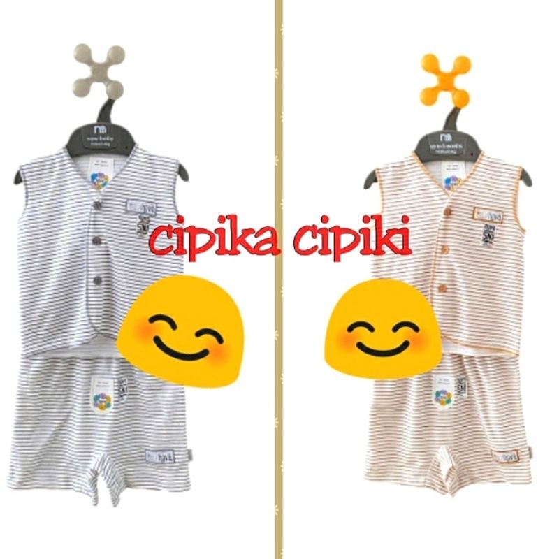Setelan baju bayi buntung garis NB Nova
