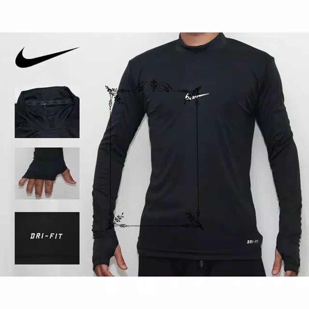 Promo Manset Baselayer Nike Panjang Thumbhole Baju Kaos Daleman Futsal Bola Olahraga Elegan