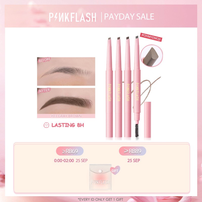 {LB} PINKFLASH Automatic Eyebrow Pencil Lasting 8 hours Waterproof Pigmented Easy Blend Soft - BPOM