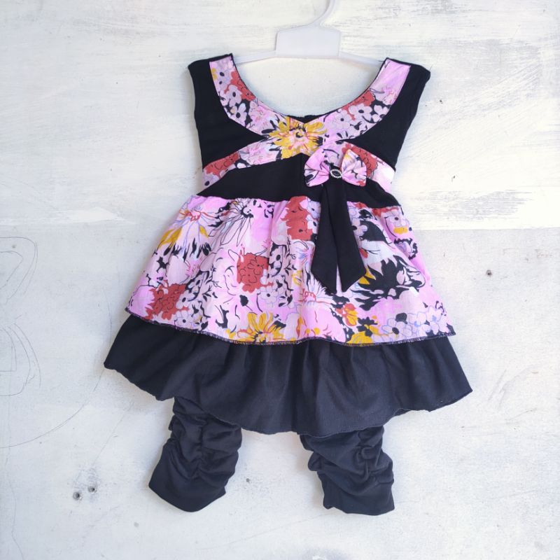 setelan anak cewek baju anak perempuan 8 9 10 11 12 bulan 1 tahun 2 tahun ( dress blaem )