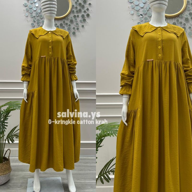 Salvina Dress Krah Katun Crinkle
