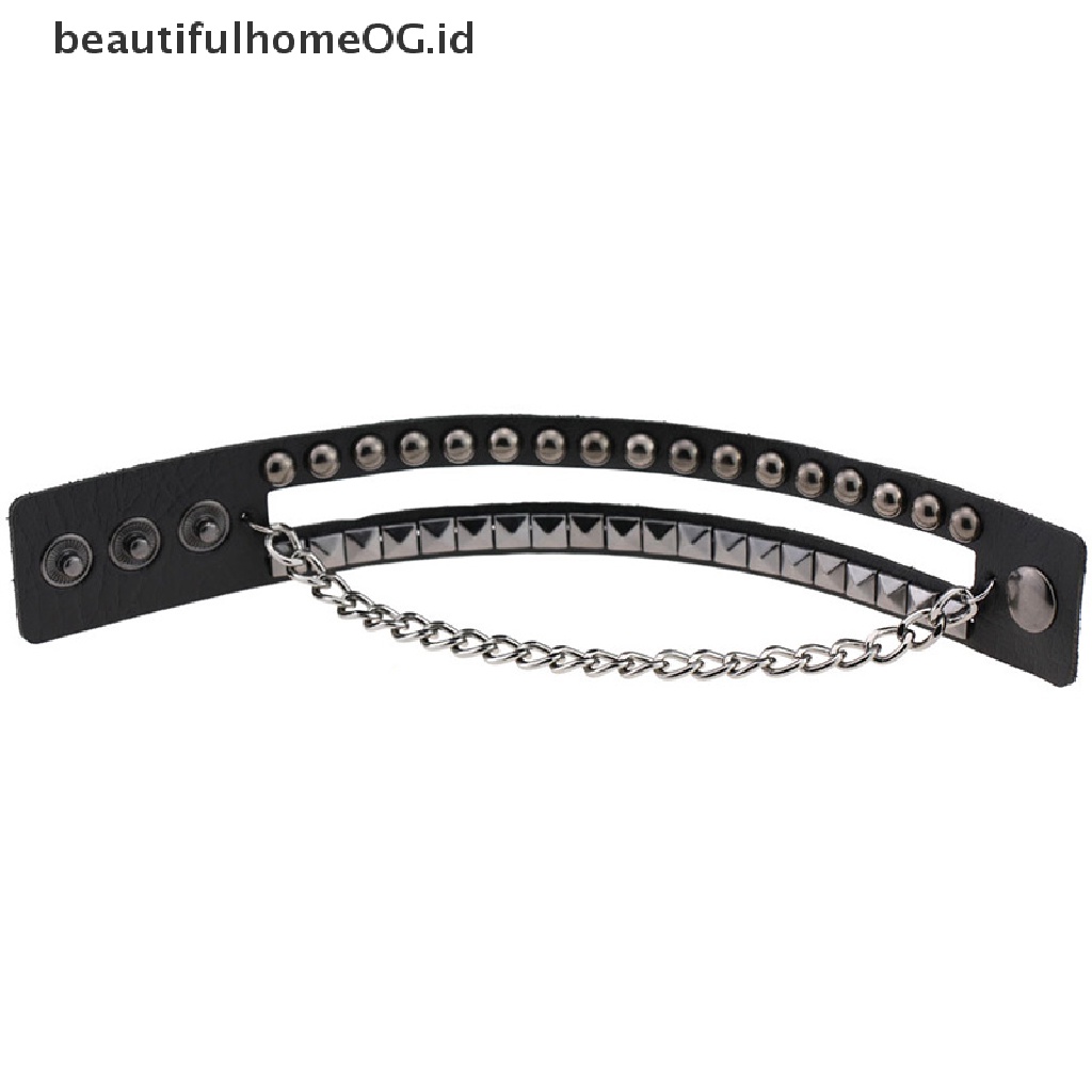 Gelang Rantai Multilayer Bahan Kulit Gaya Gothic Punk