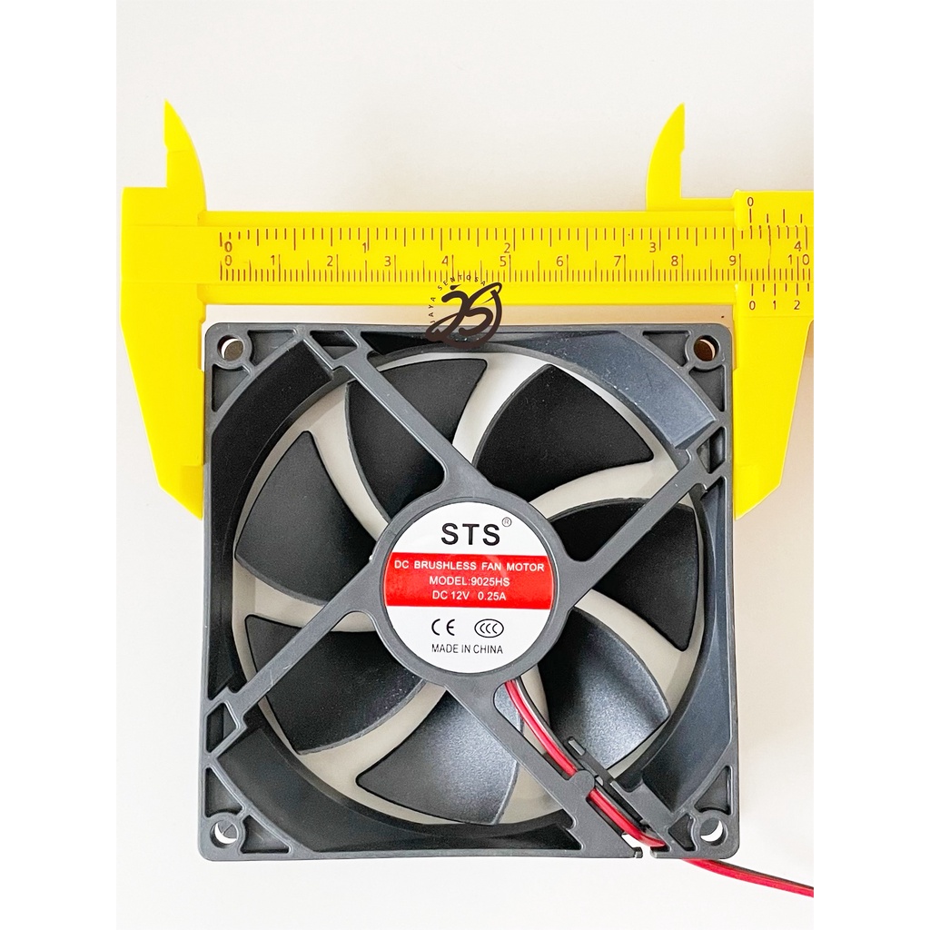 FAN DC 12V 9cm KIPAS DC 9x9cm BRUSHLESS FAN TEBAL COOLING EXHAUST 9cm KIPAS PENDINGIN 90mm 9 x 9cm 0.25A