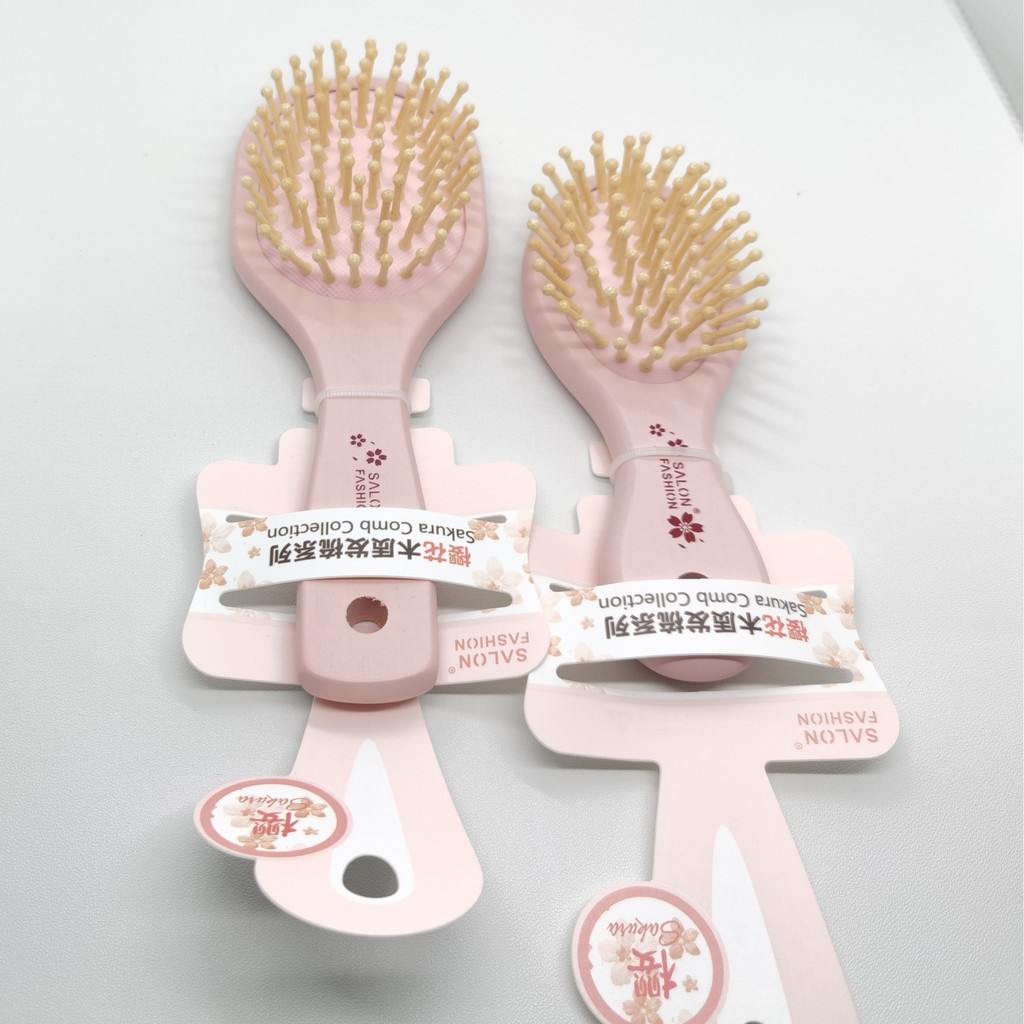 Sisir Kayu Pastel Korea Pink Sakura Bahan Premium Awet Tahan Lama 3 Ukuran