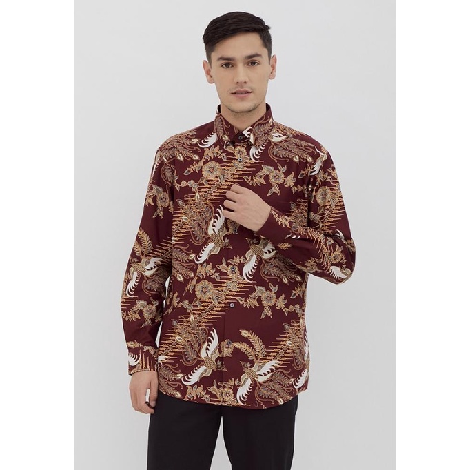 Alisan Kemeja Lengan Panjang Batik Kombinasi Merah BTKKB00134 Slimfit