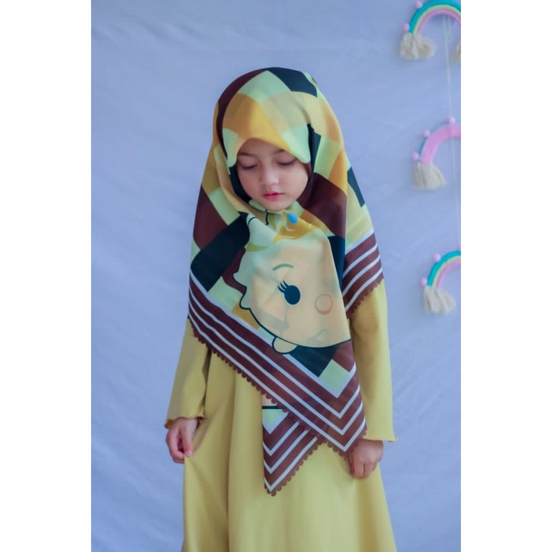 VOAL PRINTING ANAK BIG TSUM2 / HIJAB ANAK KARAKTER LUCU / KERUDUNG SEGIEMPAT ANAK/ HIJAB ANAK LUCU